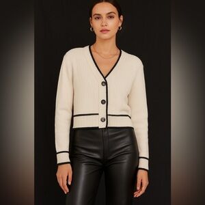 River Island Cream Cardigan with Black Accents
